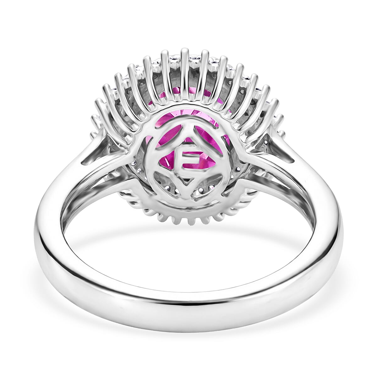 EverTrue African Lilac Quartz (Triplet) and White Zircon 4.70 ctw Bloom Glow Ring in Platinum Bond (Size 8.0)
