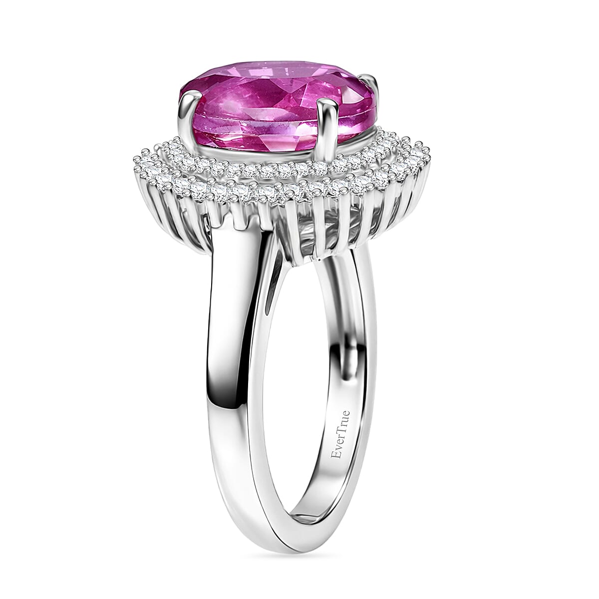 EverTrue African Lilac Quartz (Triplet) and White Zircon 4.70 ctw Ring in Platinum Bond (Size 9.0) image number 3