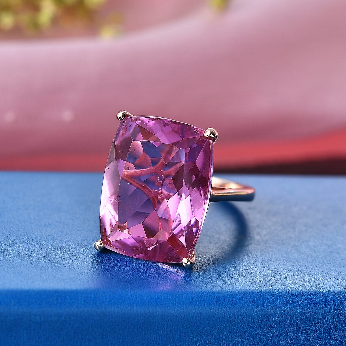 EverTrue African Lilac Quartz Ring in 18K RG Plated (Size 10.0) 20.30 ctw image number 1