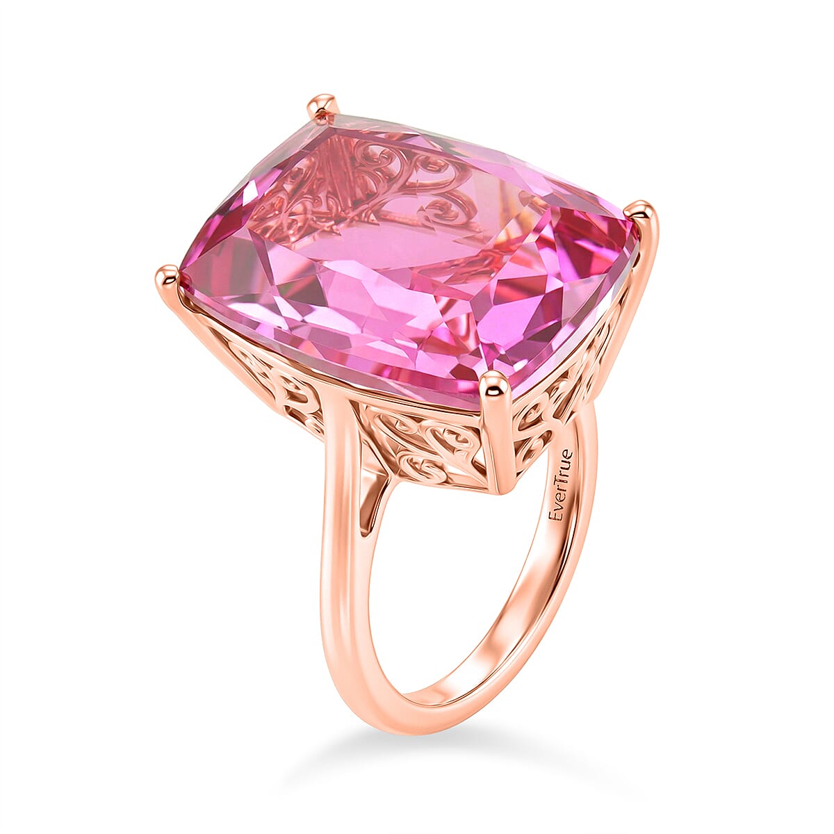 EverTrue African Lilac Quartz (Triplet) 20.30 ctw Solitaire Ring in 18K Rose Gold Plated (Size 10.0) (Ships in 5-7 Days)