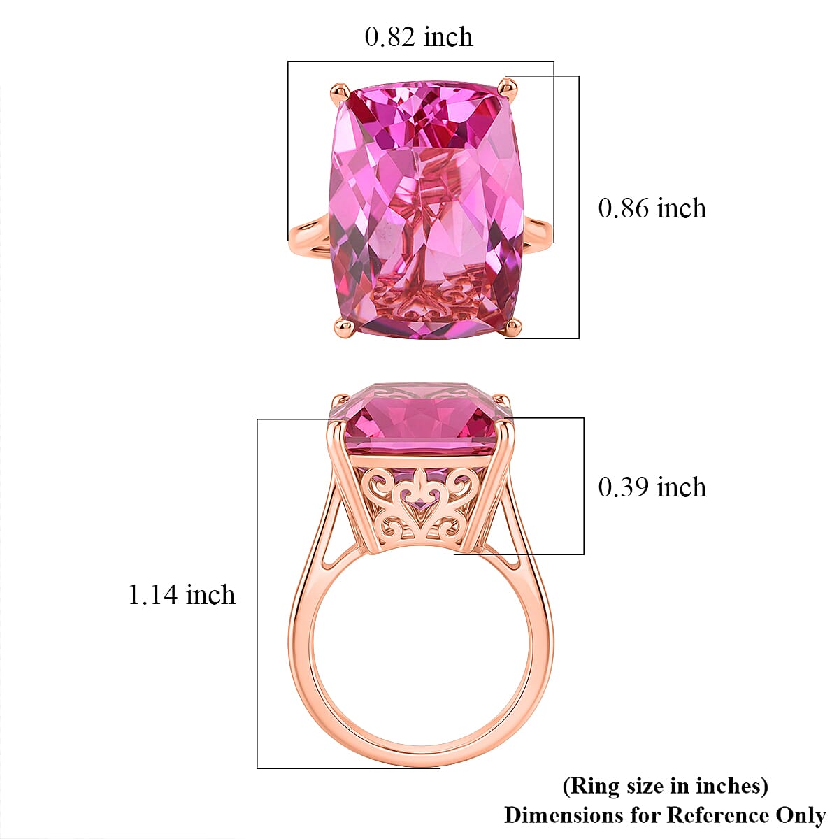 EverTrue African Lilac Quartz (Triplet) 20.30 ctw Solitaire Ring in 18K Rose Gold Plated (Size 10.0) (Ships in 5-7 Days)