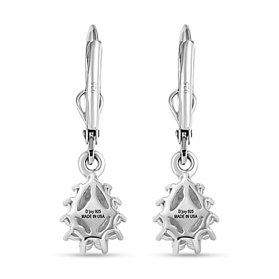 D'Joy Santa Maria Aquamarine and Moissanite 0.70 ctw Earrings in Rhodium Over Sterling Silver