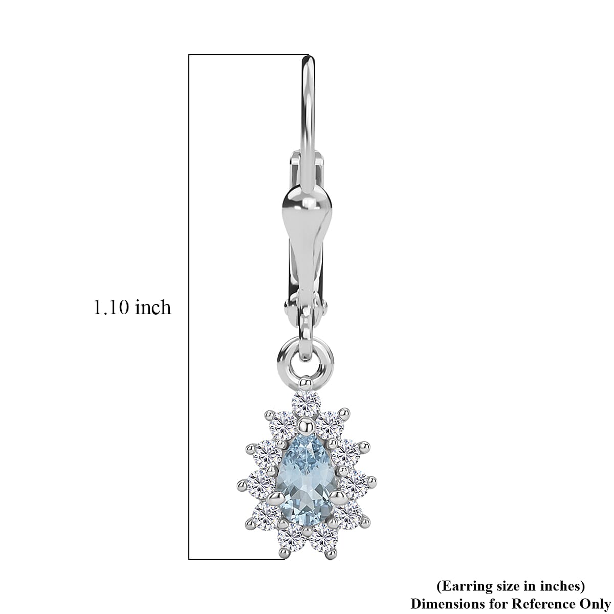 D'Joy Santa Maria Aquamarine and Moissanite 0.70 ctw Earrings in Rhodium Over Sterling Silver image number 5
