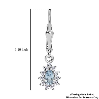D'Joy Santa Maria Aquamarine and Moissanite 0.70 ctw Earrings in Rhodium Over Sterling Silver