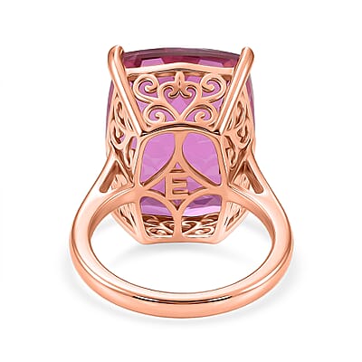 EverTrue African Lilac Quartz (Triplet) 20.30 ctw Solitaire Ring in 18K Rose Gold Plated (Size 9.0) (Ships in 5-7 Days)