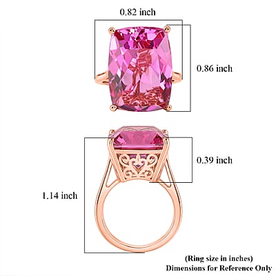 EverTrue African Lilac Quartz (Triplet) 20.30 ctw Solitaire Ring in 18K Rose Gold Plated (Size 9.0) (Ships in 5-7 Days)