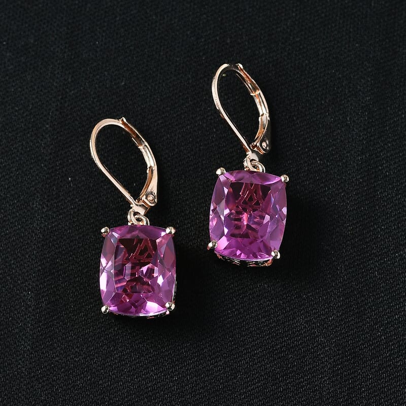 EverTrue African Lilac Quartz (Triplet) 11.50 ctw Solitaire Earrings in 18K Rose Gold Plated