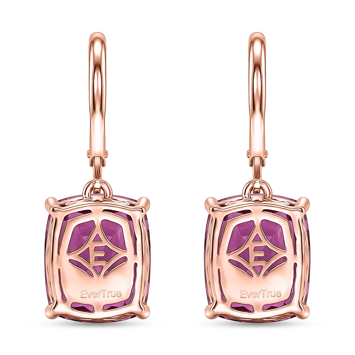 EverTrue African Lilac Quartz (Triplet) 11.50 ctw Earrings in 18K Rose Gold Plated image number 4