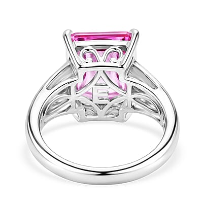 EverTrue African Lilac Quartz (Triplet) 6.85 ctw Solitaire Textured Ring in Platinum Bond (Size 10.0)
