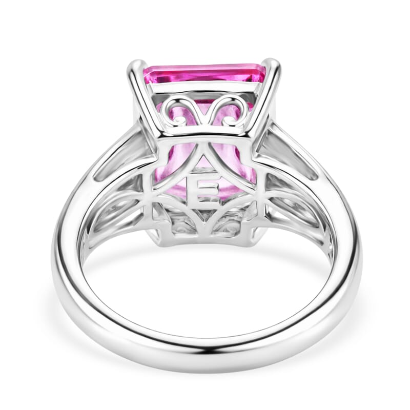 EverTrue African Lilac Quartz (Triplet) 6.85 ctw Solitaire Textured Ring in Platinum Bond (Size 11.0)