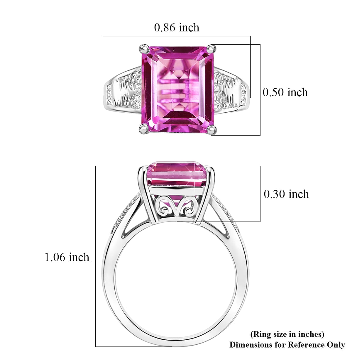 EverTrue African Lilac Quartz (Triplet) 6.85 ctw Solitaire Textured Ring in Platinum Bond (Size 11.0)