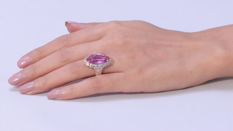 EverTrue African Lilac Quartz Ring in 18K YG Plated and Platinum Bond (Size 10.0) 10.25 ctw