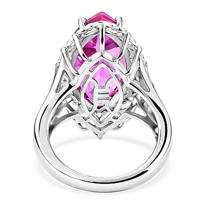 EverTrue African Lilac Quartz (Triplet) 10.25 ctw Eternal Flame Ring in 18K YG Plated and Platinum Bond (Size 10.0)