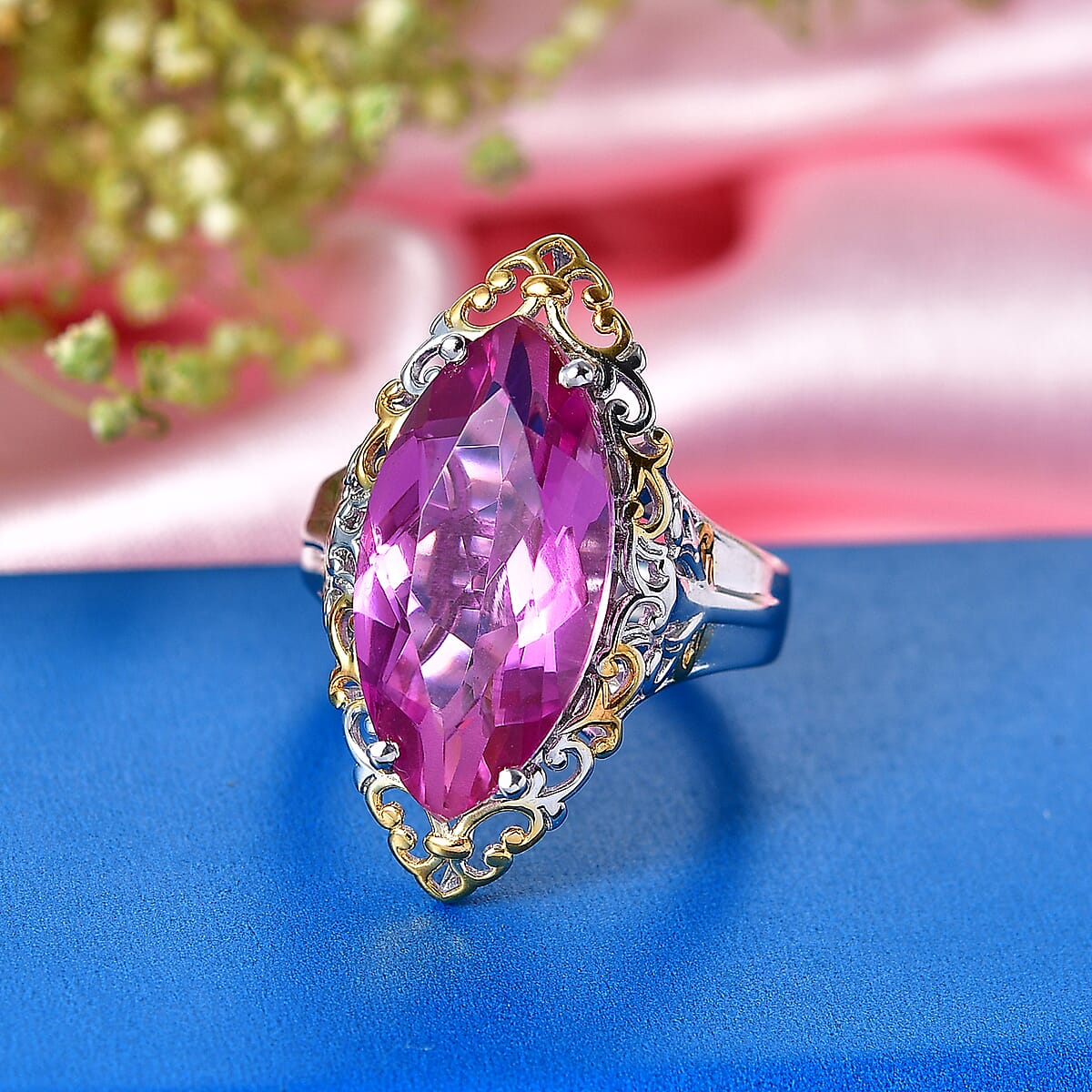 EverTrue African Lilac Quartz Ring in 18K YG Plated and Platinum Bond (Size 10.0) 10.25 ctw image number 1