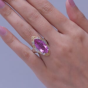 EverTrue African Lilac Quartz (Triplet) 10.25 ctw Ring in 18K Yellow Gold Plated and Platinum Bond (Size 7.0)