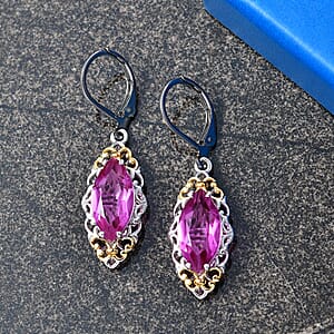 EverTrue African Lilac Quartz (Triplet) 6.25 ctw Lever Back Earrings in 18K Yellow Gold Plated and Platinum Bond