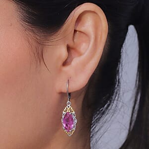 EverTrue African Lilac Quartz (Triplet) 6.25 ctw Lever Back Earrings in 18K Yellow Gold Plated and Platinum Bond