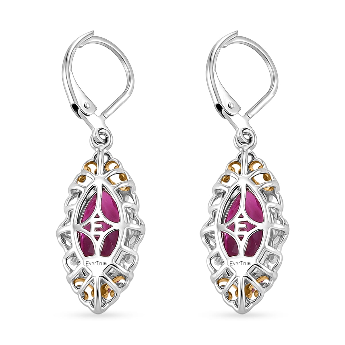 EverTrue African Lilac Quartz (Triplet) 6.25 ctw Lever Back Earrings in 18K Yellow Gold Plated and Platinum Bond image number 4