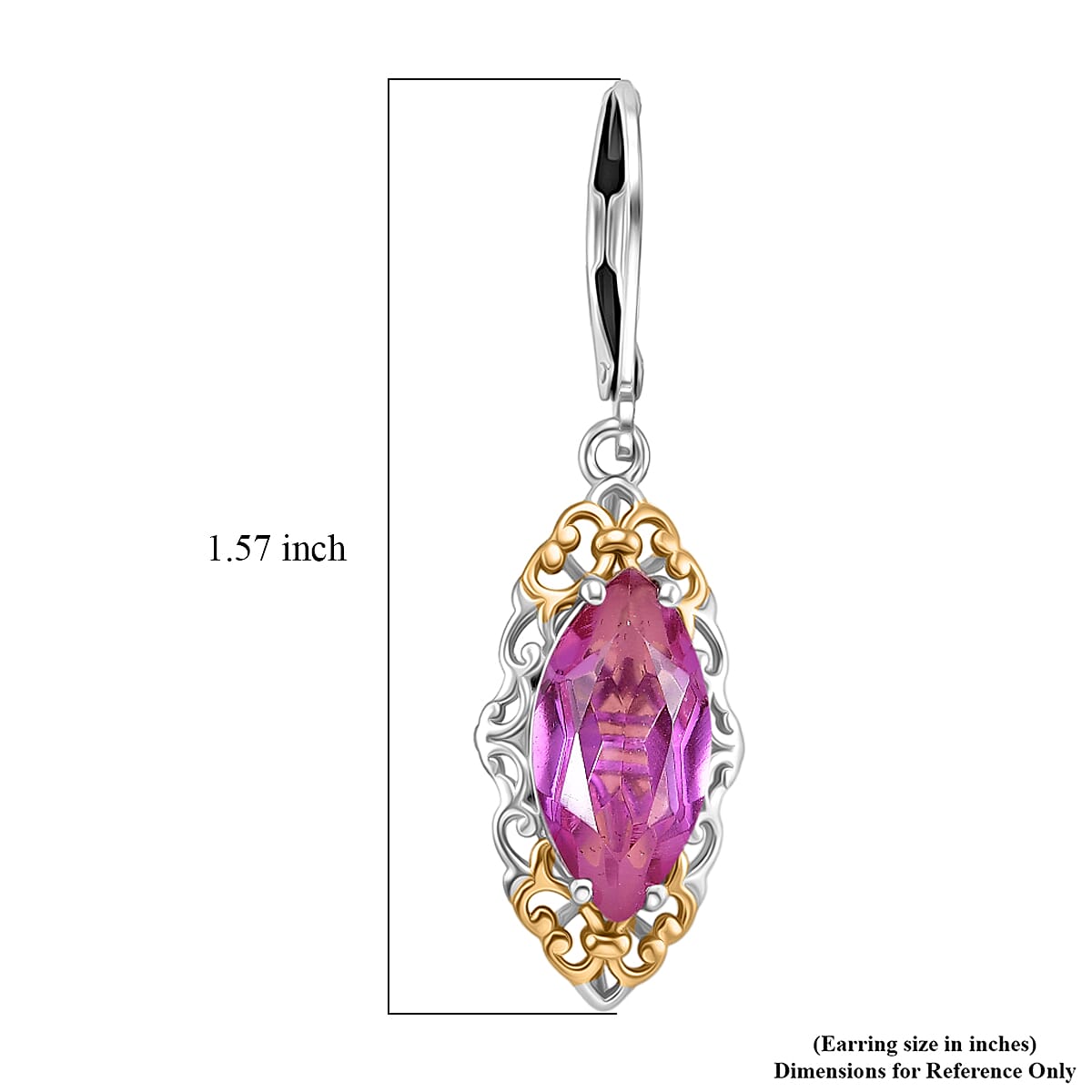 EverTrue African Lilac Quartz (Triplet) 6.25 ctw Eternal Flame Earrings in 18K Yellow Gold Plated and Platinum Bond