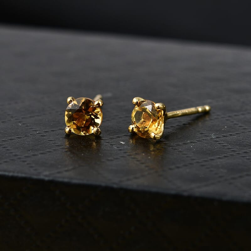 D'Joy AAA Brazilian Heliodor 1.00 ctw Earrings in 18K Vermeil Yellow Gold Over Sterling Silver