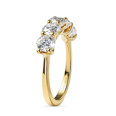 D'Joy Moissanite 2.35 ctw Ring in 18K Vermeil Yellow Gold Over Sterling Silver (Size 11.0)