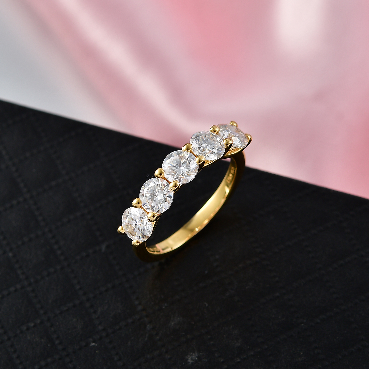 D'Joy Moissanite 2.35 ctw Ring in 18K Vermeil Yellow Gold Over Sterling Silver (Size 5.0)
