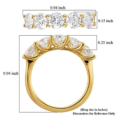 D'Joy Moissanite 2.35 ctw Ring in 18K Vermeil Yellow Gold Over Sterling Silver (Size 6.0)