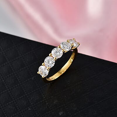 D'Joy Moissanite 2.35 ctw Ring in 18K Vermeil Yellow Gold Over Sterling Silver (Size 8.0)