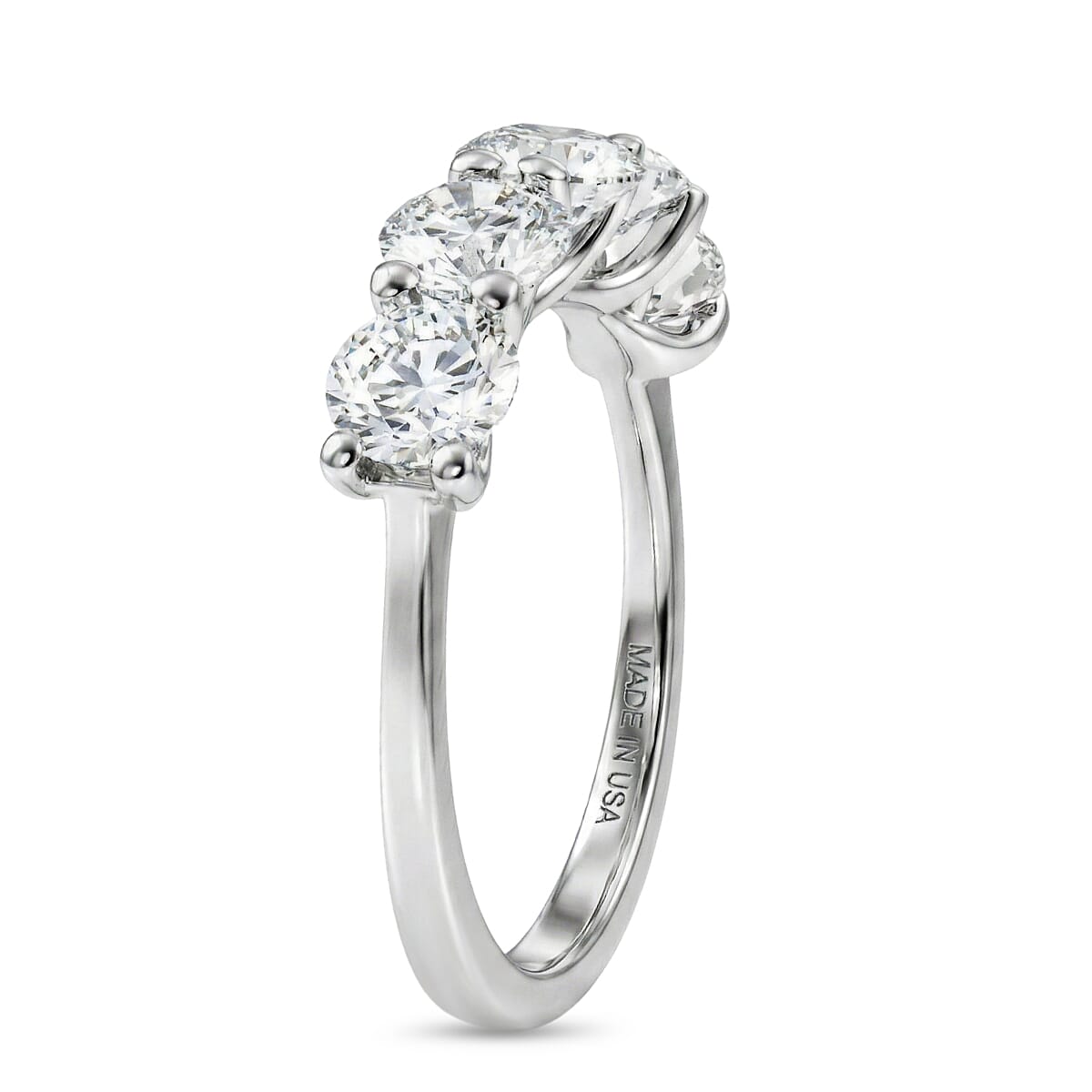 D'Joy Moissanite 2.50 ctw 5 Stone Ring in Rhodium Over Sterling Silver (Size 8.0) image number 3