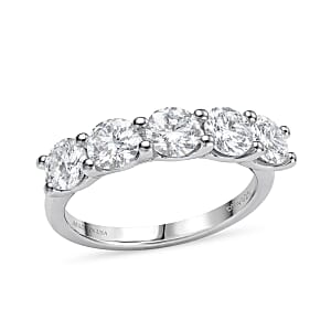 D'Joy Moissanite 2.50 ctw 5 Stone Ring in Rhodium Over Sterling Silver (Size 9.0)