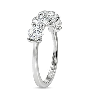 D'Joy Moissanite 2.50 ctw 5 Stone Ring in Rhodium Over Sterling Silver (Size 9.0)