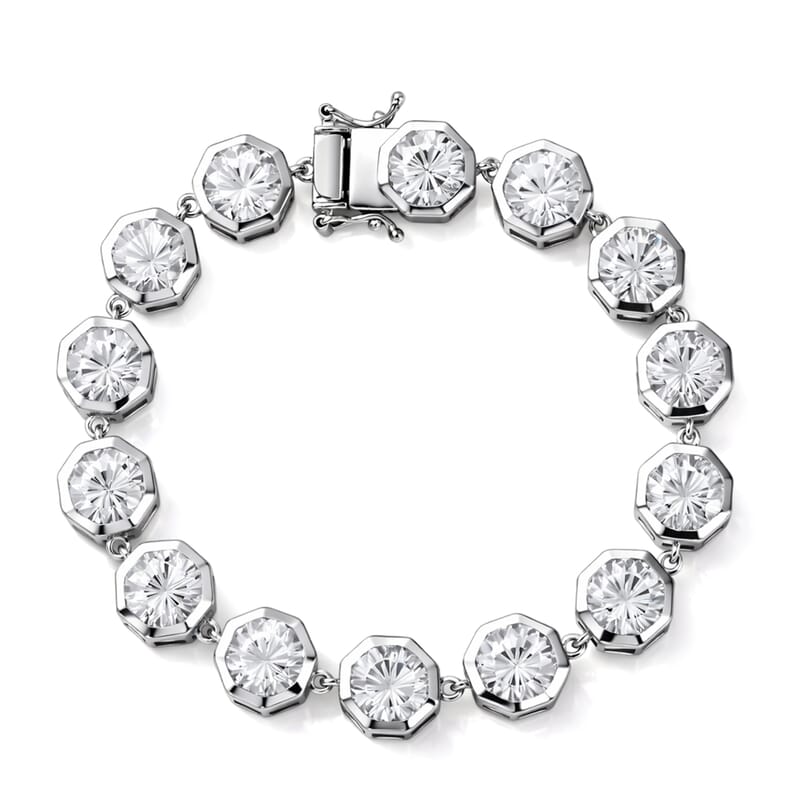 D'Joy White Topaz 36.85 ctw Endless Elegance Bracelet in Rhodium Over Sterling Silver (7.25 In)