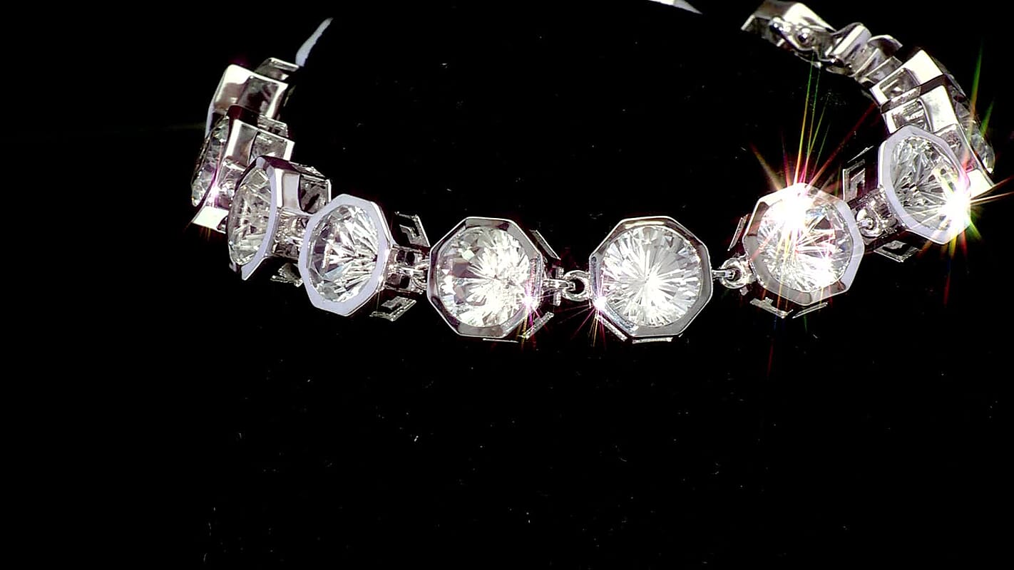 D'Joy White Topaz 36.85 ctw Endless Elegance Bracelet in Rhodium Over Sterling Silver (7.25 In)