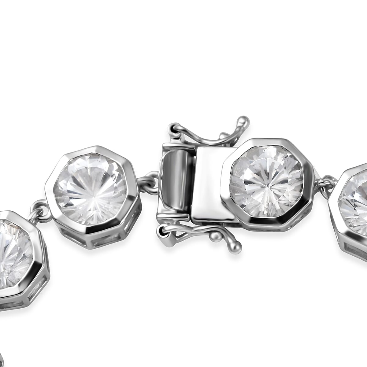 D'Joy White Topaz 36.15 ctw Endless Elegance Bracelet in Rhodium Over Sterling Silver (7.25 In) (Del. in 8-10 Days) image number 3