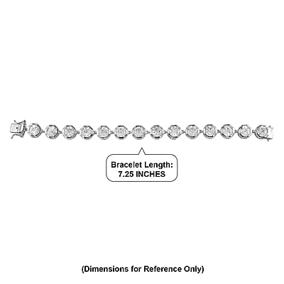 D'Joy White Topaz 36.85 ctw Endless Elegance Bracelet in Rhodium Over Sterling Silver (7.25 In)