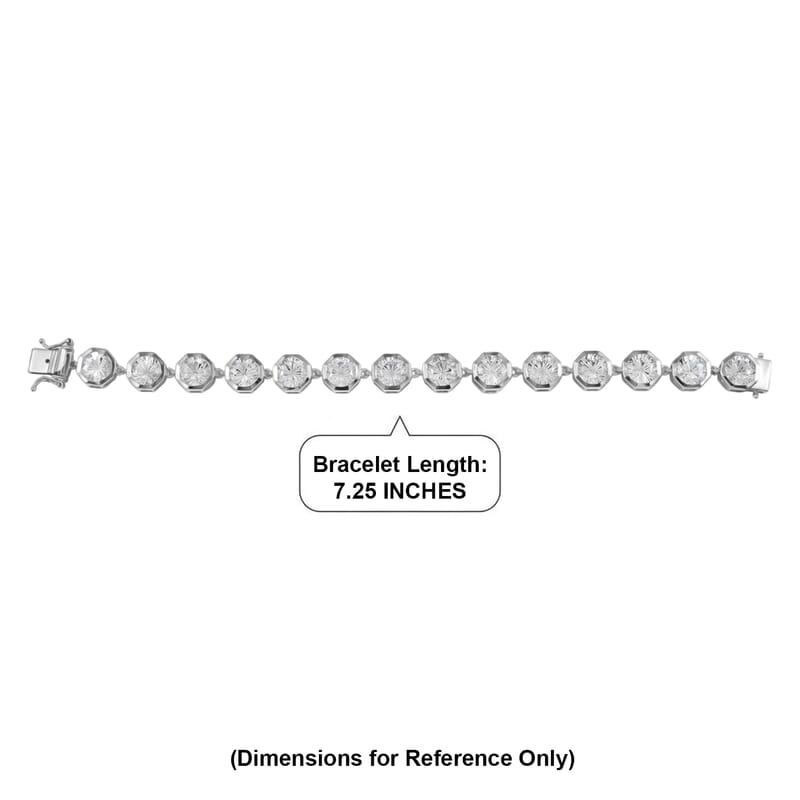 D'Joy White Topaz 36.85 ctw Endless Elegance Bracelet in Rhodium Over Sterling Silver (7.25 In)