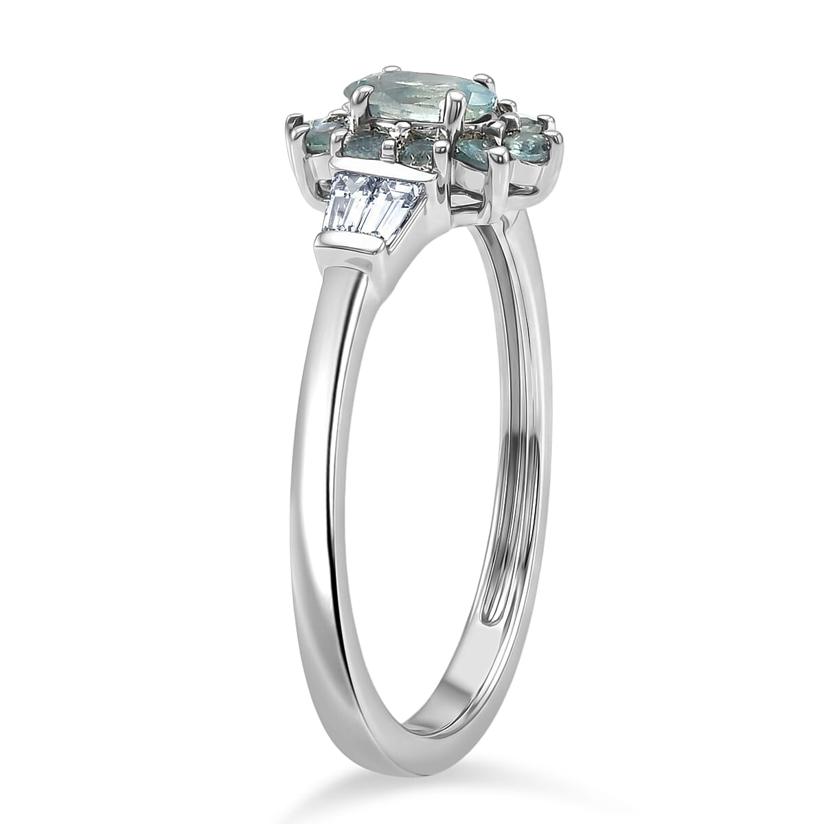 D'Joy Narsipatnam Alexandrite and Moissanite 0.65 ctw Crown Bloom Ring in Rhodium Over Sterling Silver (Size 10.0) image number 3