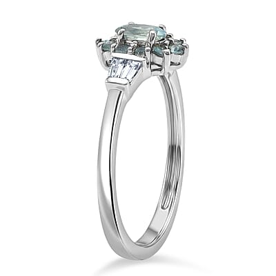 D'Joy Narsipatnam Alexandrite and Moissanite 0.65 ctw Crown Bloom Ring in Rhodium Over Sterling Silver (Size 7.0)