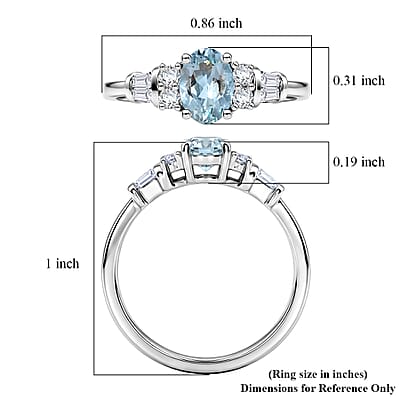 D'Joy Premium Mangoro Aquamarine and Moissanite 1.00 ctw The Blue Signature Ring in Rhodium Over Sterling Silver (Size 10.0)