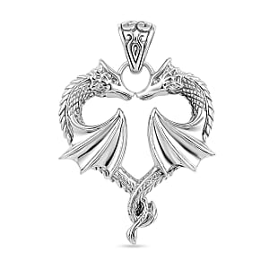 D'Joy Bali Legacy Twin Dragon Heart Pendant without Chain in Sterling Silver 7 Grams