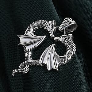 D'Joy Bali Legacy Twin Dragon Heart Pendant without Chain in Sterling Silver 7 Grams