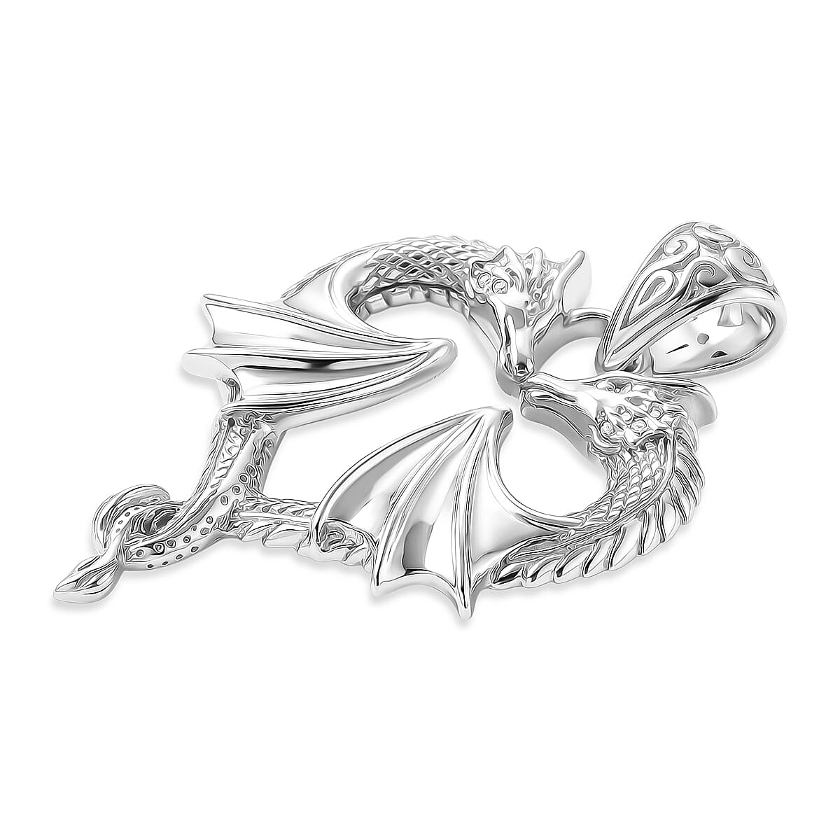 D'Joy Bali Legacy Twin Dragon Heart Pendant without Chain in Sterling Silver 7 Grams image number 3