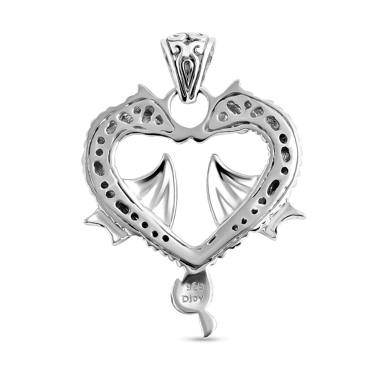 D'Joy Bali Legacy Twin Dragon Heart Pendant without Chain in Sterling Silver 7 Grams