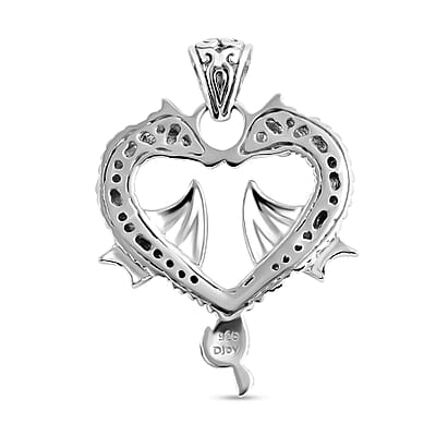 D'Joy Bali Legacy Twin Dragon Heart Pendant without Chain in Sterling Silver 7 Grams