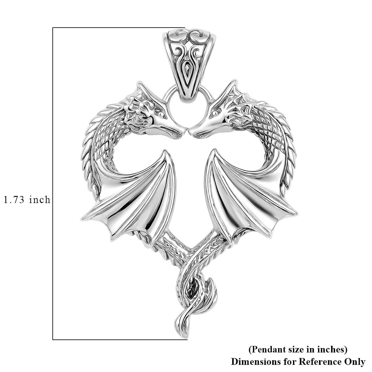 D'Joy Bali Legacy Twin Dragon Heart Pendant without Chain in Sterling Silver 7 Grams image number 5