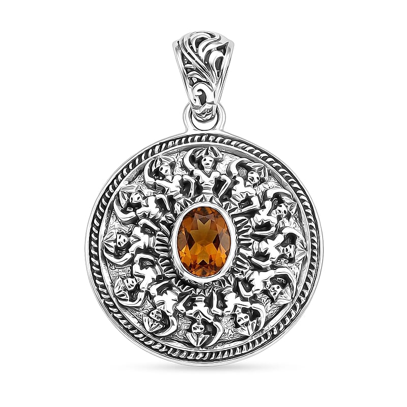 D'Joy Bali Legacy Santa Ana Madeira Citrine 1.15 ctw Kechak Dance Pendant without Chain in Sterling Silver