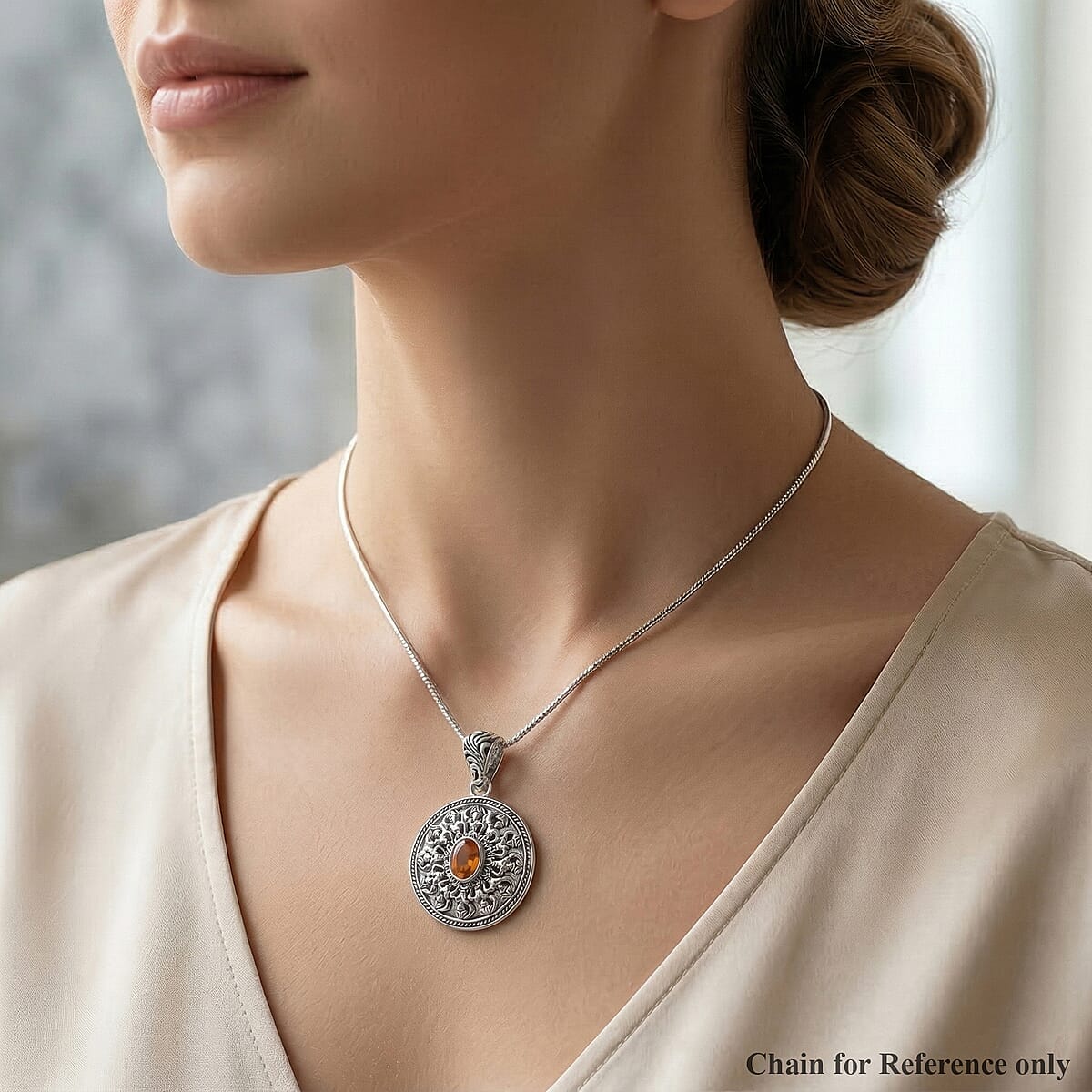 D'Joy Bali Legacy Santa Ana Madeira Citrine 1.15 ctw Pendant without Chain in Sterling Silver image number 2