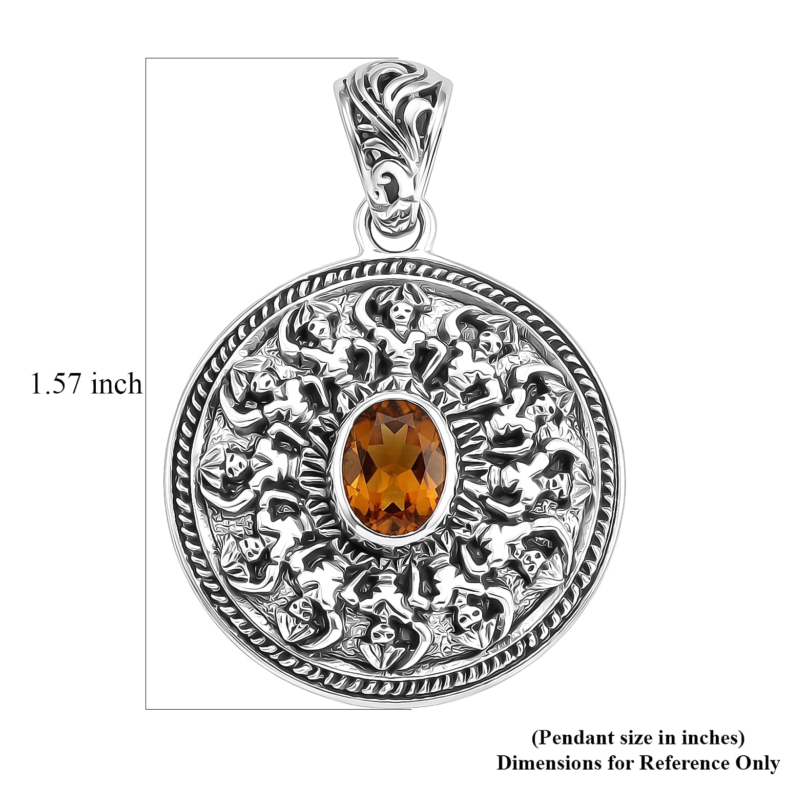 D'Joy Bali Legacy Santa Ana Madeira Citrine 1.15 ctw Kechak Dance Pendant without Chain in Sterling Silver