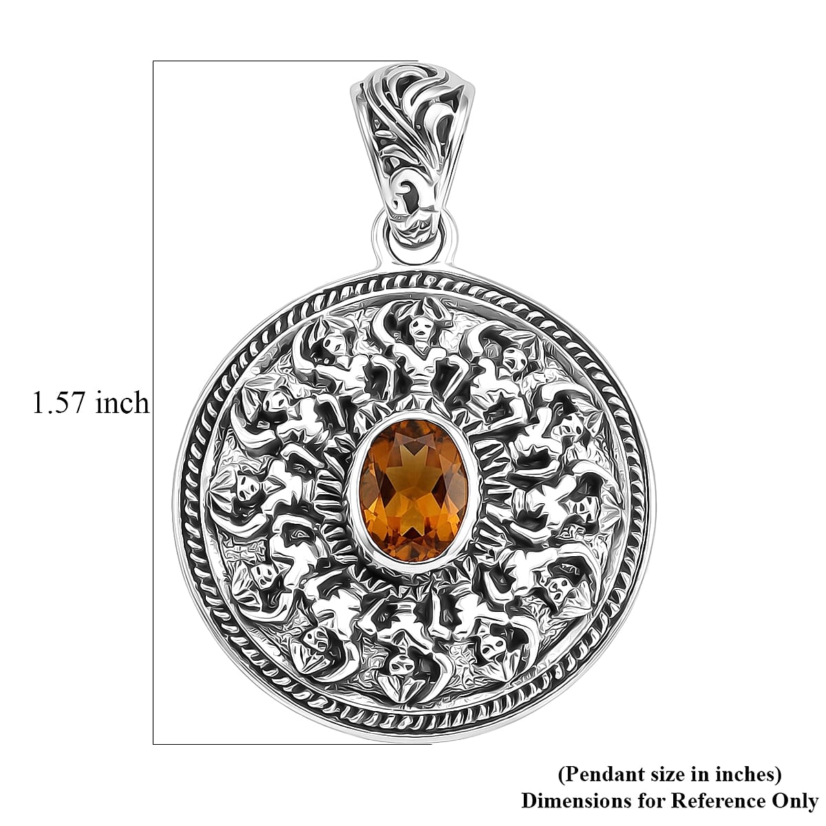 D'Joy Bali Legacy Santa Ana Madeira Citrine 1.15 ctw Pendant without Chain in Sterling Silver image number 5