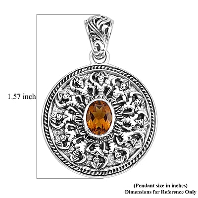 D'Joy Bali Legacy Santa Ana Madeira Citrine 1.15 ctw Kechak Dance Pendant without Chain in Sterling Silver
